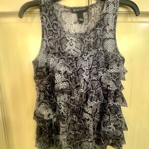 Sleeveless black and grey animal print cocktail top